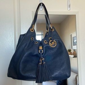 Michael Kors Navy Shoulder Bag w/Tassels